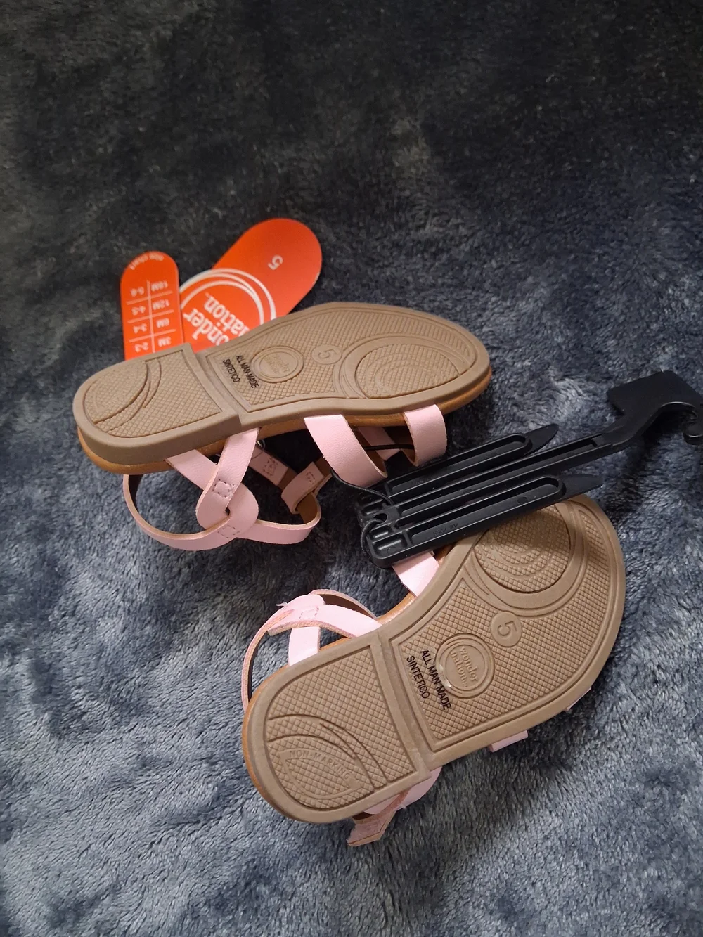 NWT Wonder Nation Light Pink Strappy Sandals Hook & Loop Closure Girls Size 5